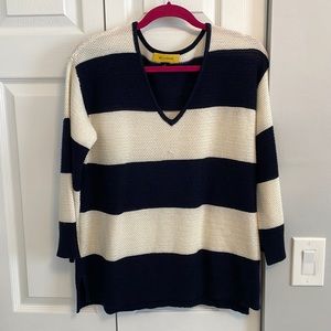 St John summer sweater Blue and Cream strip